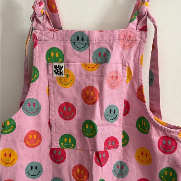 Pink Overalls with Colorful Smiley Faces - Picture 2 of 4